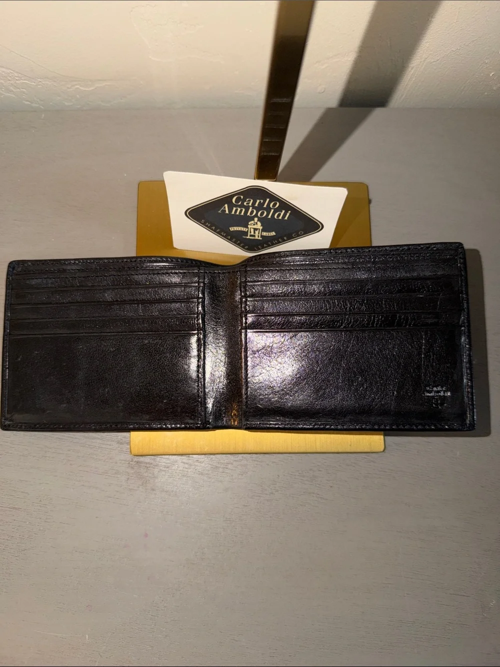 Carlo Amboldi Black Leather Bi-Fold Wallet